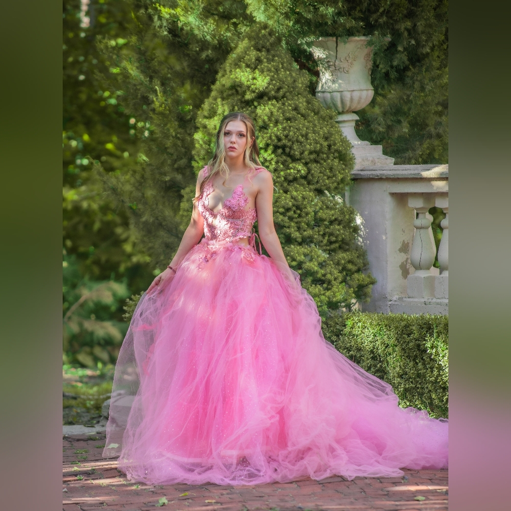 Custom Order CANDY Pink 3 Piece Lace Wedding Ballgown Set